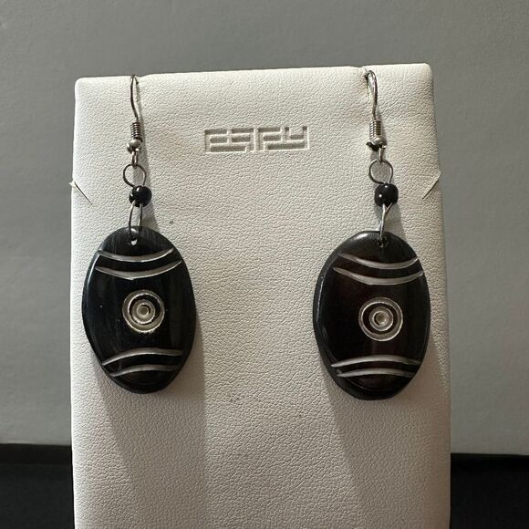 NWOT African Bone Maasai Shield Dangling Earrings - Picture 1 of 5